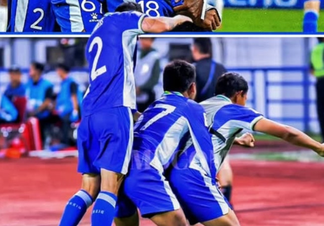 Selebrasi bonceng tiga Trio Persib Bandung, Al, El dan Dil. [Instagram]